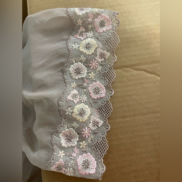 NK imode 100% silk Chemise and Robe Set Mauve Embroidery Floral Mesh L/XL - Picture 9 of 9